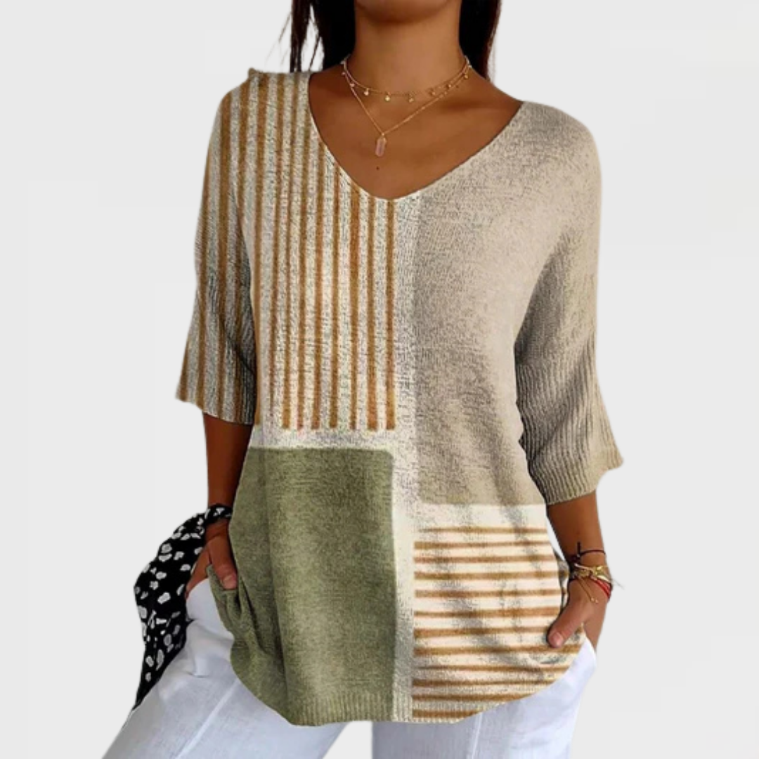 Amelia | Women's Abstract Geometric Pattern Art Print Casual Pullover