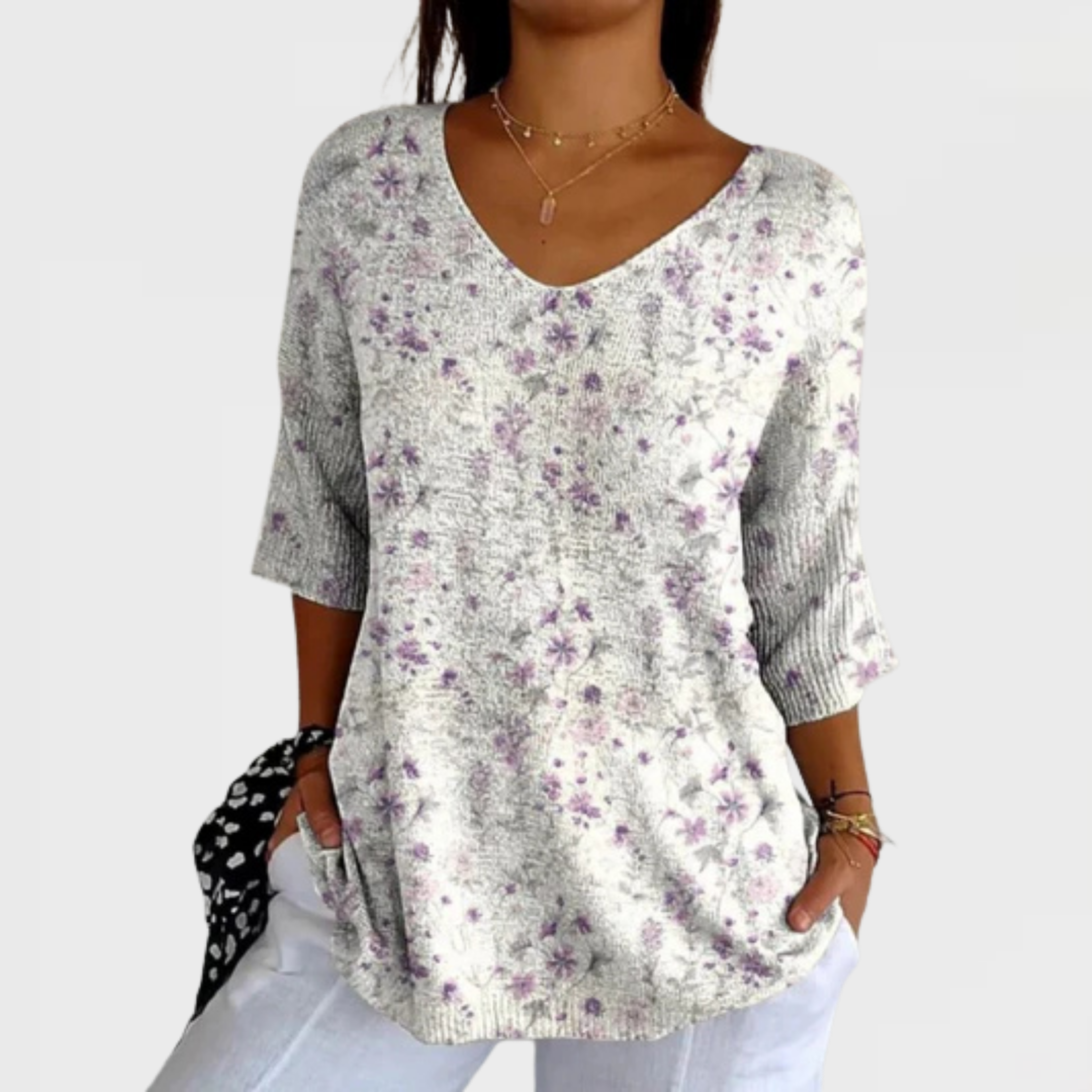 Amelia | Women's Vintage Floral Art Casual Pullover