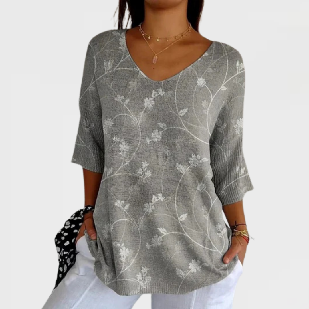 Amelia | Women's Vintage Floral Art Casual Pullover