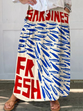 Women's Vintage Fish Sardines Art Print Linen Pocket Skirt