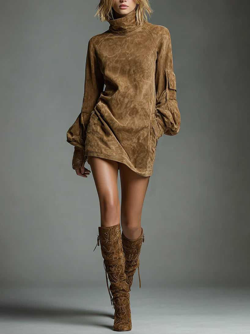Marlowe | Retro Suede Mini Dress