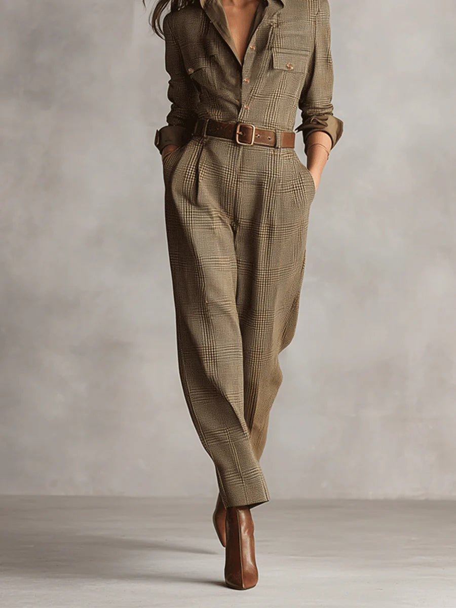Corenne - Stylish Plaid Jumpsuit