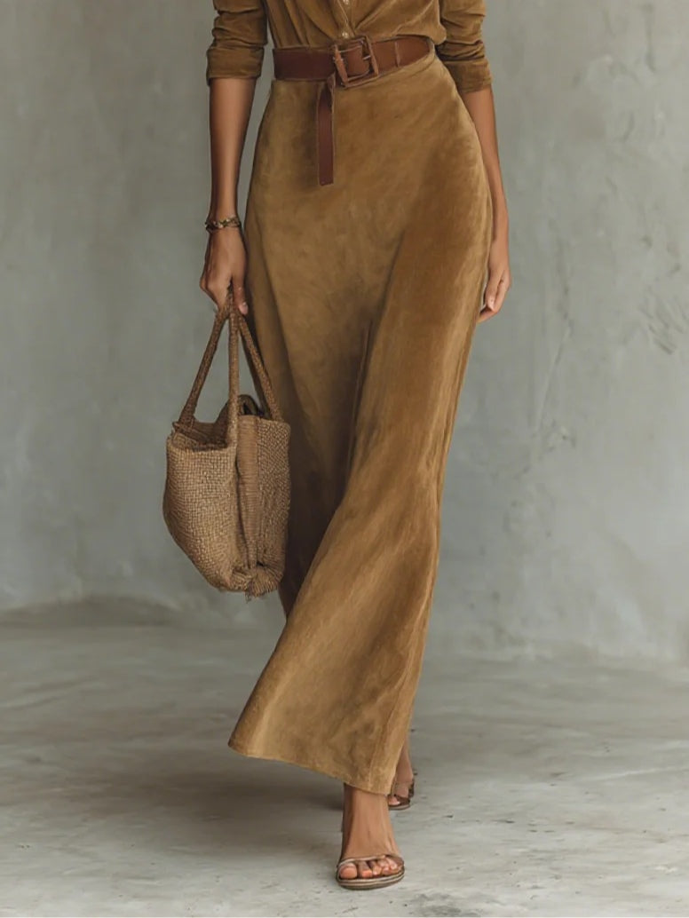 Célianne - Elegant Suede Maxi Dress