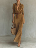 Célianne - Elegant Suede Maxi Dress