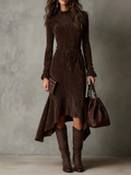 Isla | Suede Midi Dress Featuring a Tied Waist
