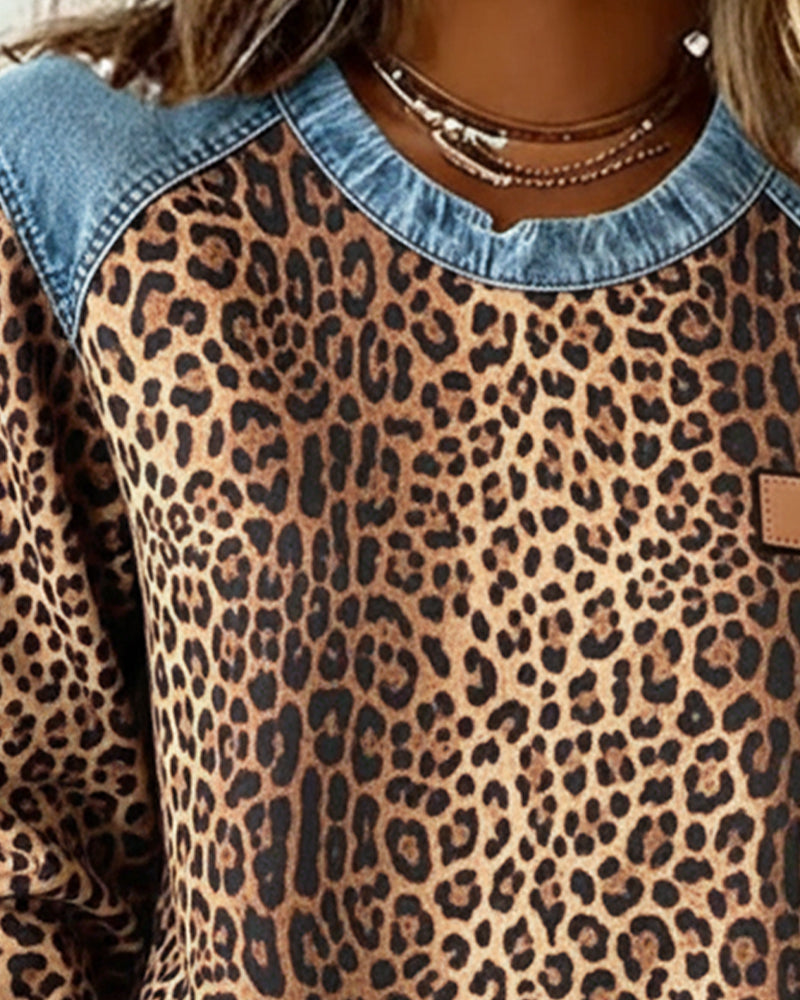 Avery | Print Denim Patchwork Sweatshirt
