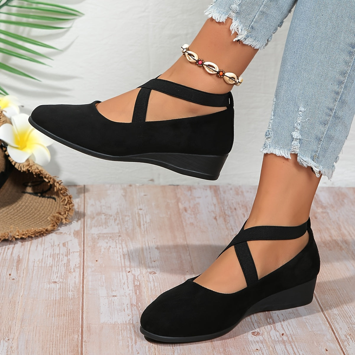 Élise® – Stylish Cross-Strap Ballerina Flats for Supreme Comfort