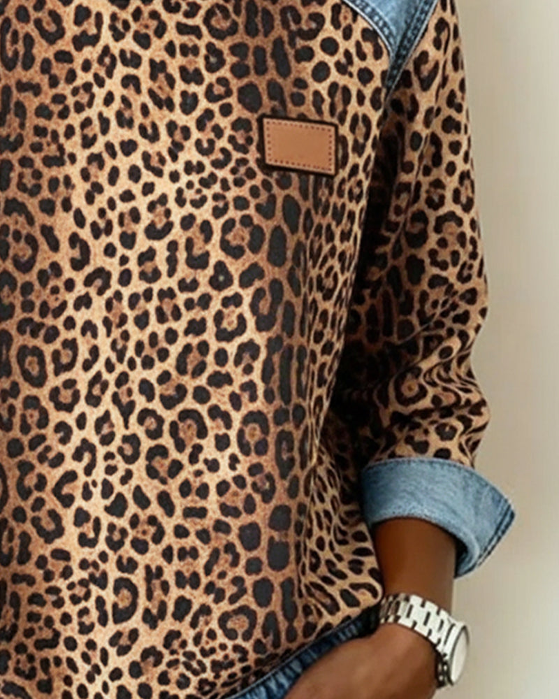 Avery | Print Denim Patchwork Sweatshirt
