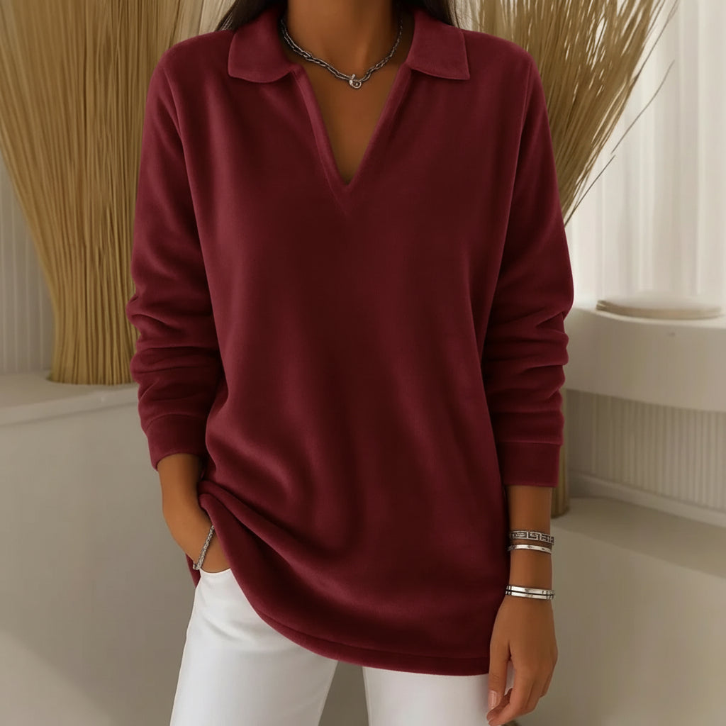 Amelia | Soft Touch Collared V-Neck Jumper