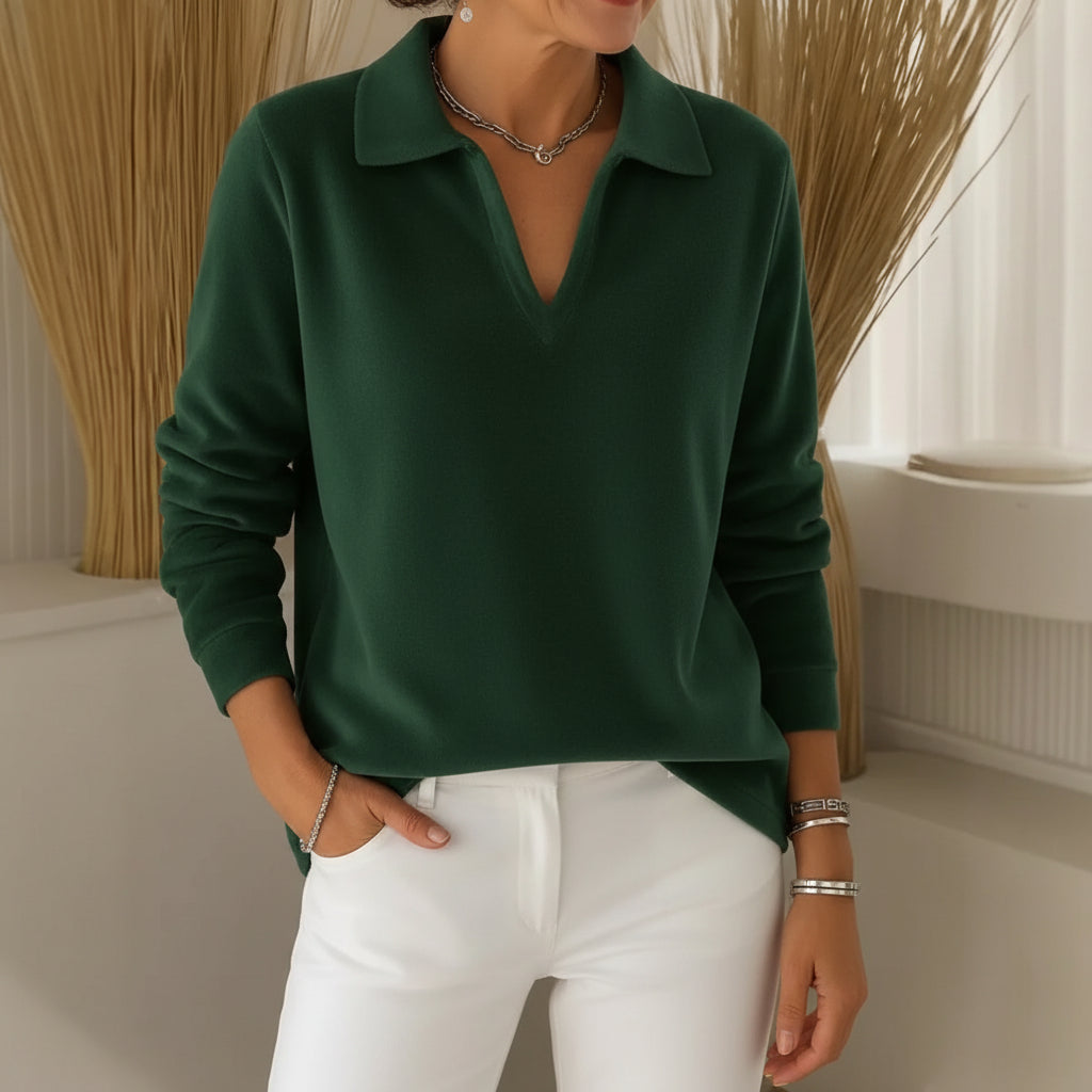 Amelia | Soft Touch Collared V-Neck Jumper