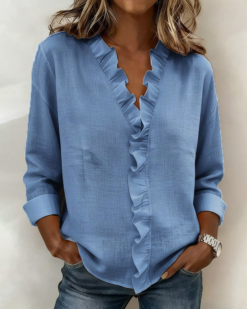 Alena | Ruffled Blouse V-Neck
