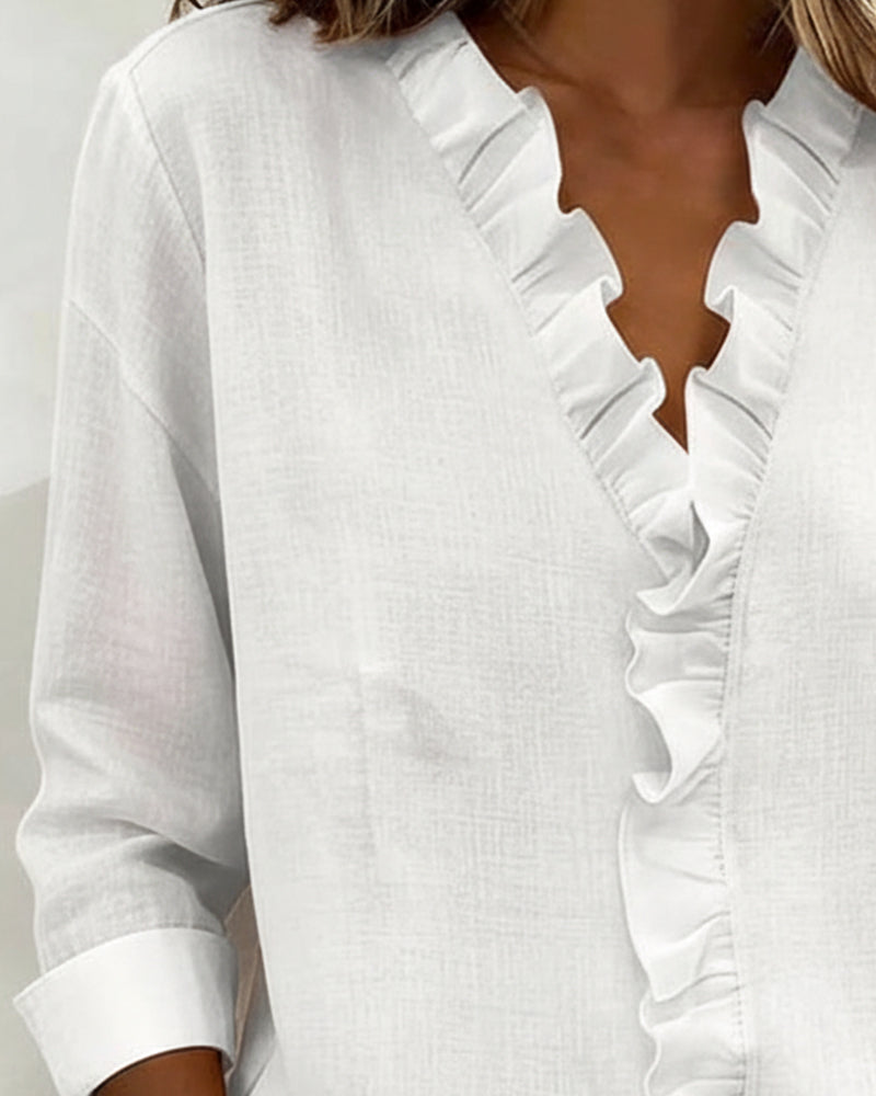 Alena | Ruffled Blouse V-Neck