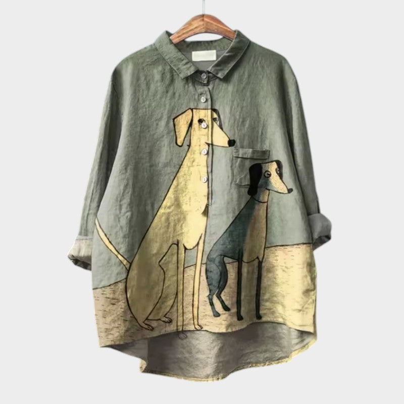 MOREAU LYON | WOMEN'S DOG PATTERN BLOUSE