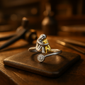 Silver Dog Ring Adorned with Zirconia Stones