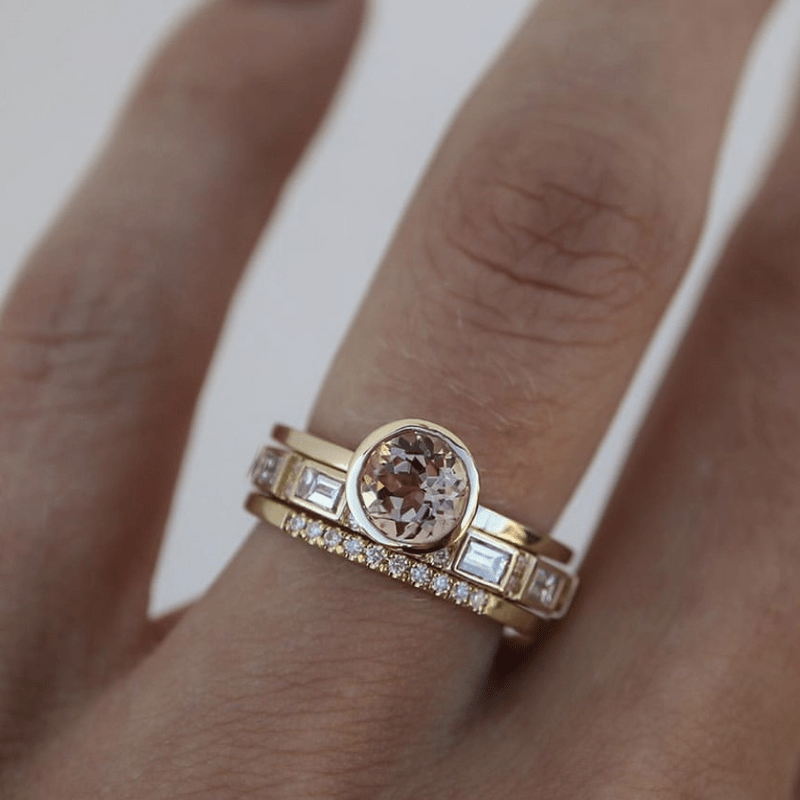 Hope - Crystal-Inlaid Gold Ring Set