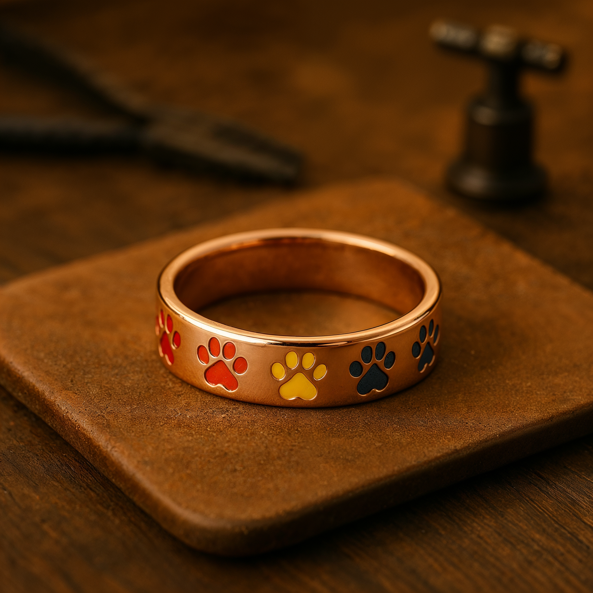 Spinning Paw Print Stress Relief Ring