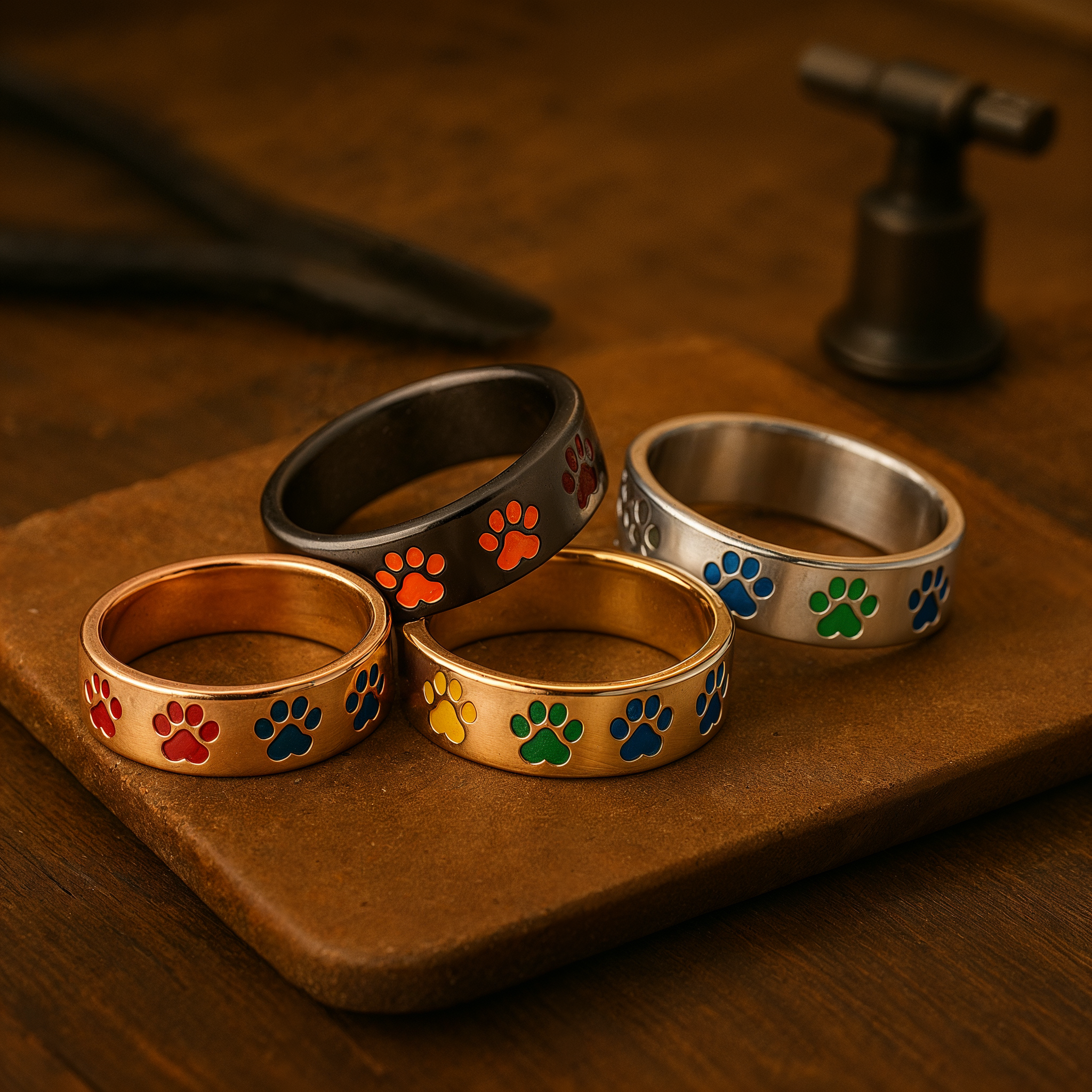 Spinning Paw Print Stress Relief Ring