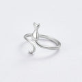 Silver Ring with Midnight Cat Design