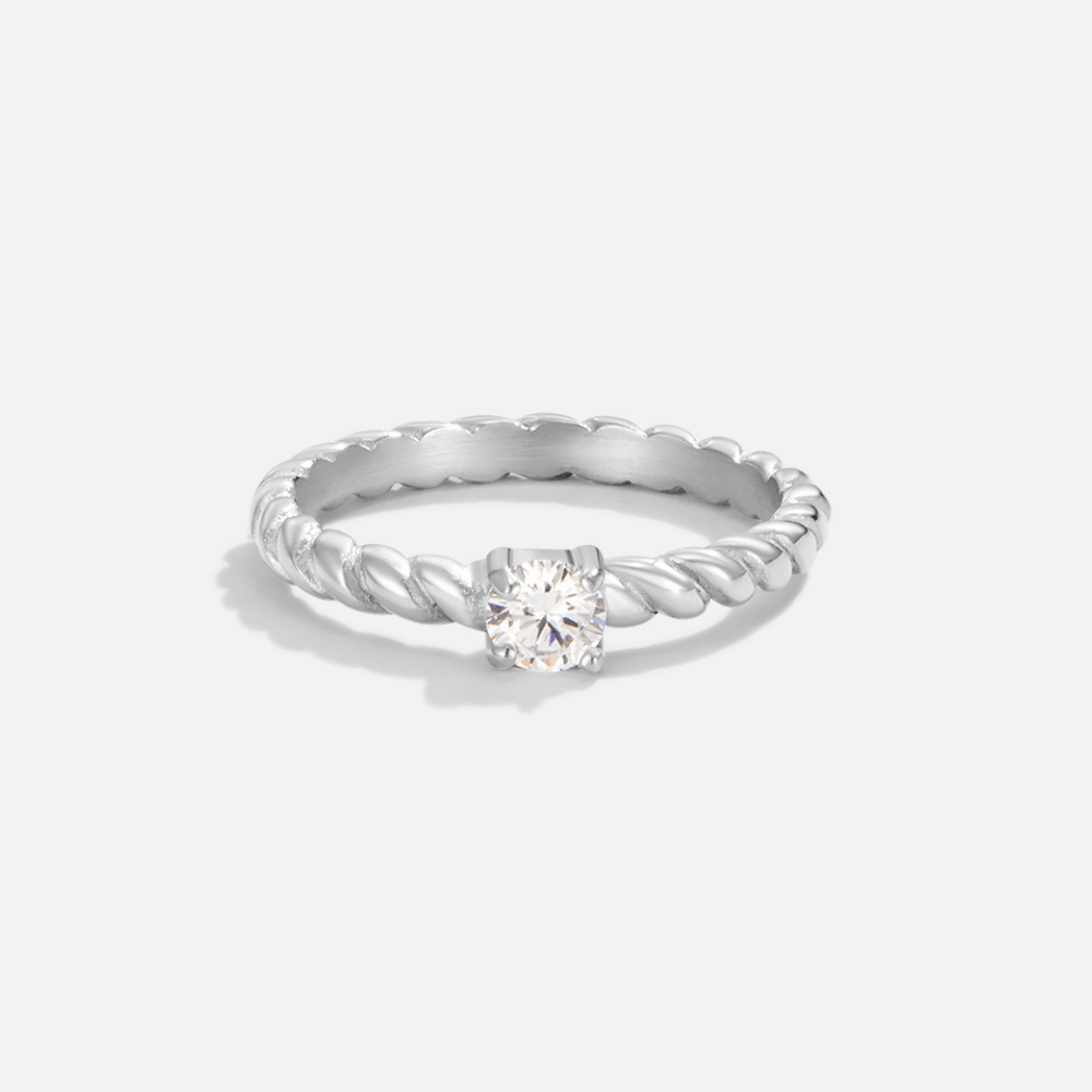 Twisted Silver Crystal Ring from Milan