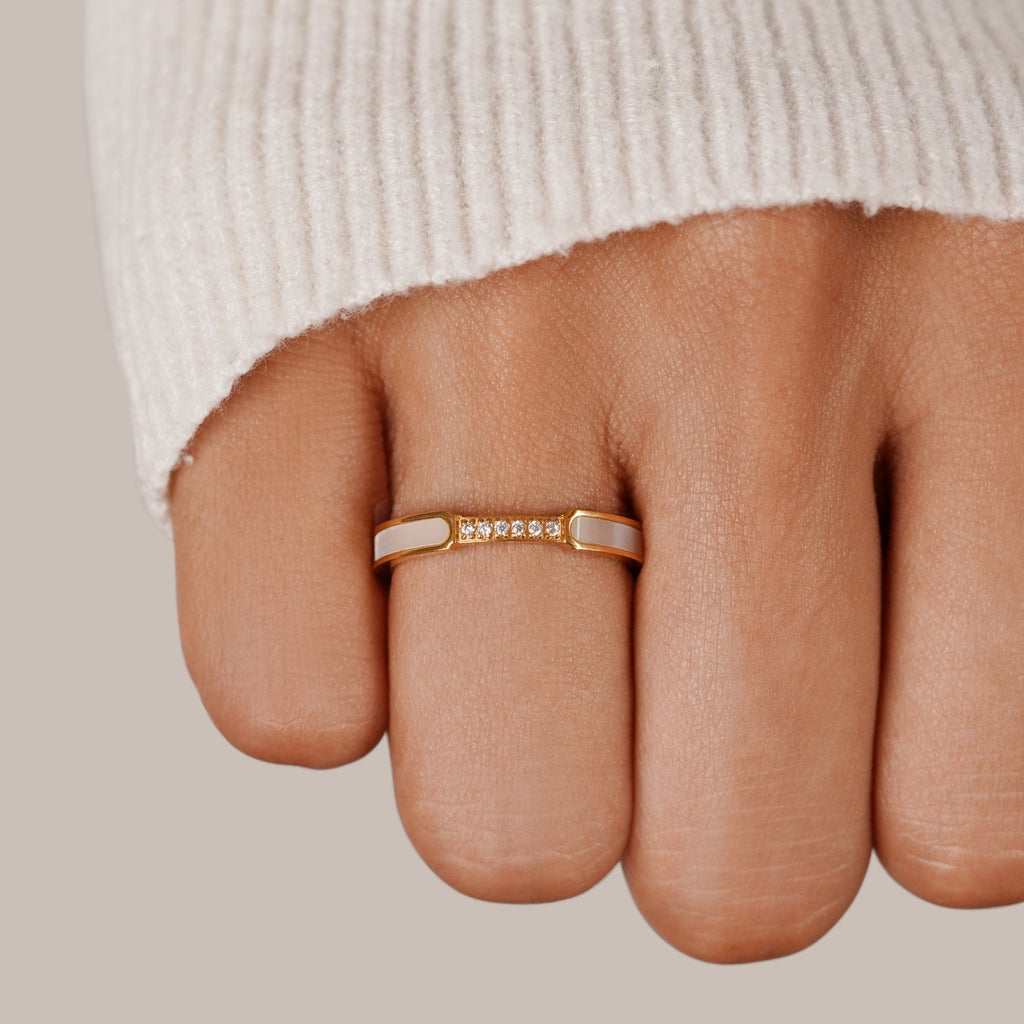 Unity - Elegant Pearl and Crystal Ring