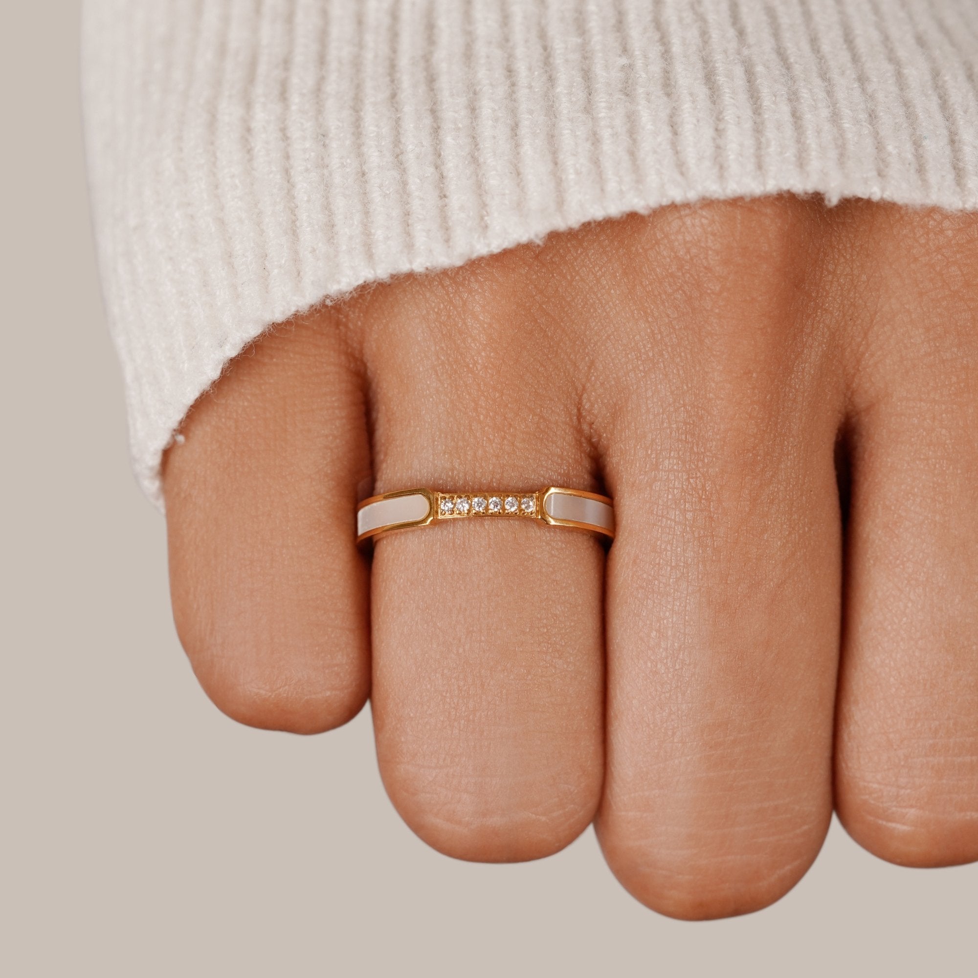 Unity - Elegant Pearl and Crystal Ring