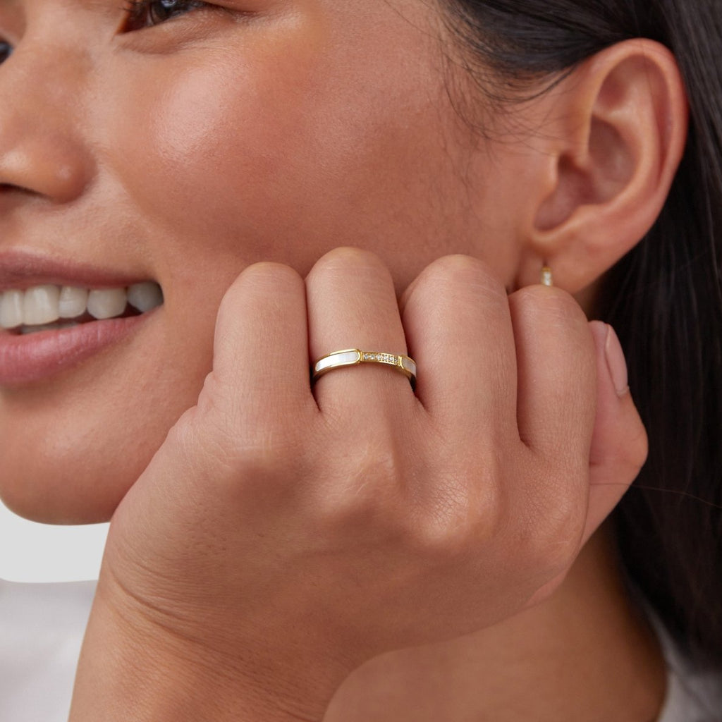 Unity - Elegant Pearl and Crystal Ring