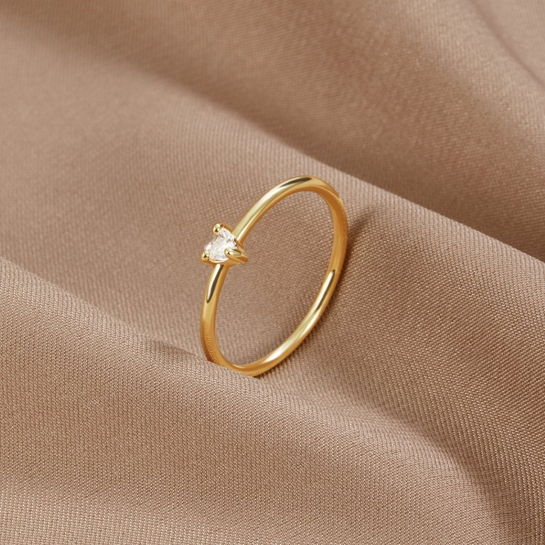 Heart-Shaped Crystal Love Ring