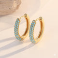 Turquoise Pavé Classic Gold Huggies
